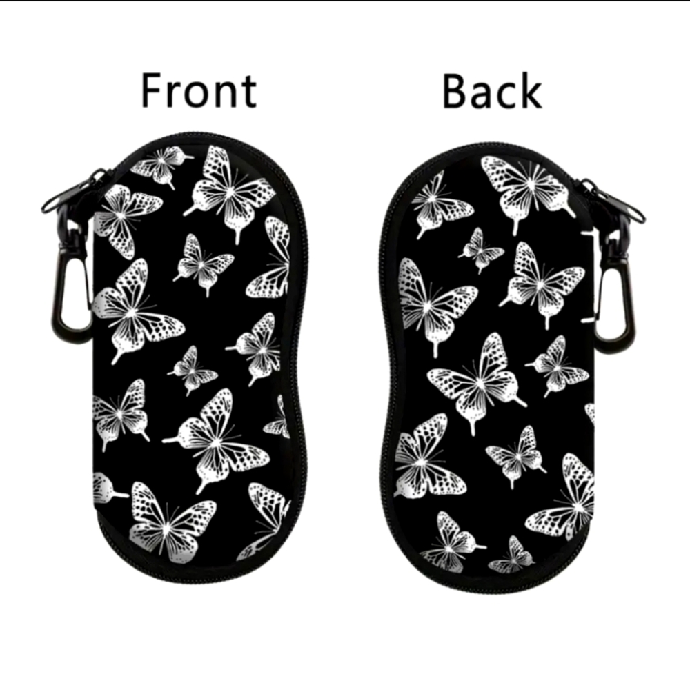 Black and White Butterfly Sunglasses Zip Pouch. NEW!